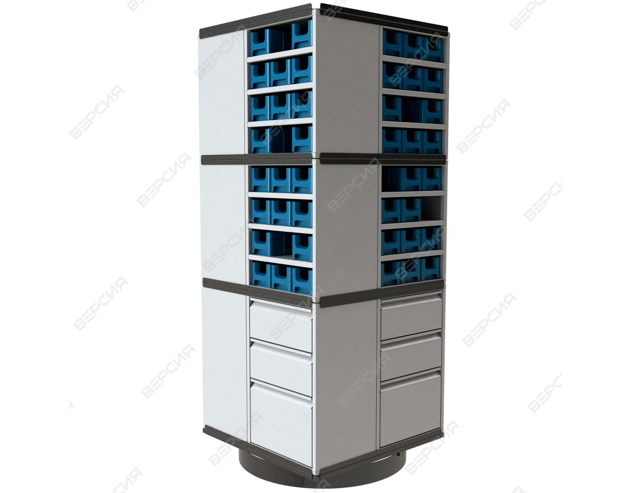 Поворотный шкаф - кассетница, кассетница поворотная, шкаф - кассетница для хранения метизов и комплектующих 