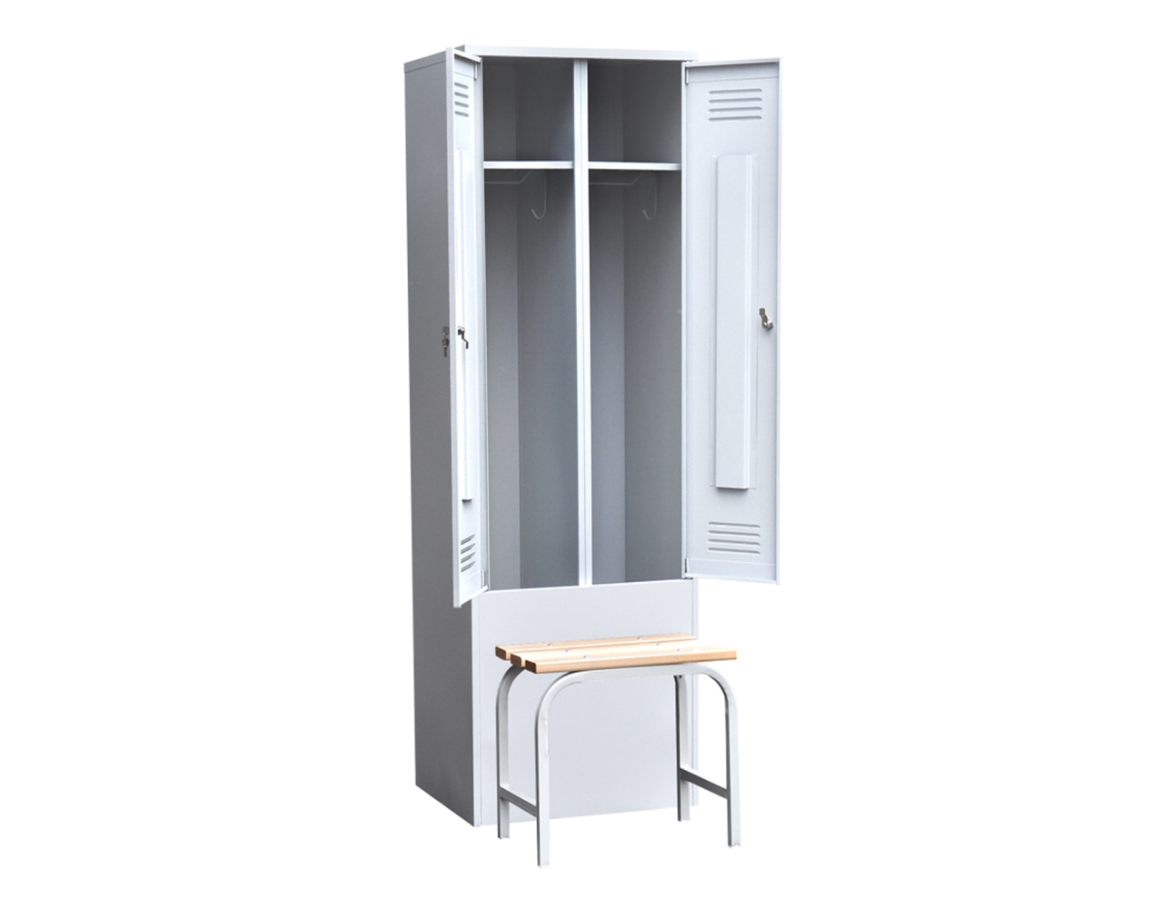 Шкаф для одежды двухстворчатый 1860*800*500 с приставной скамьей