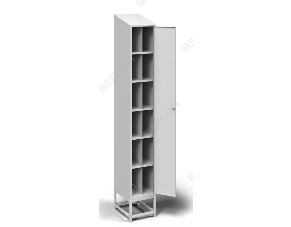 Металлический шкаф для 12 противогазов  на подставке с дверью