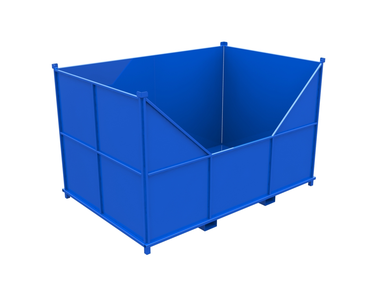 Синий металлический мусорный контейнер 