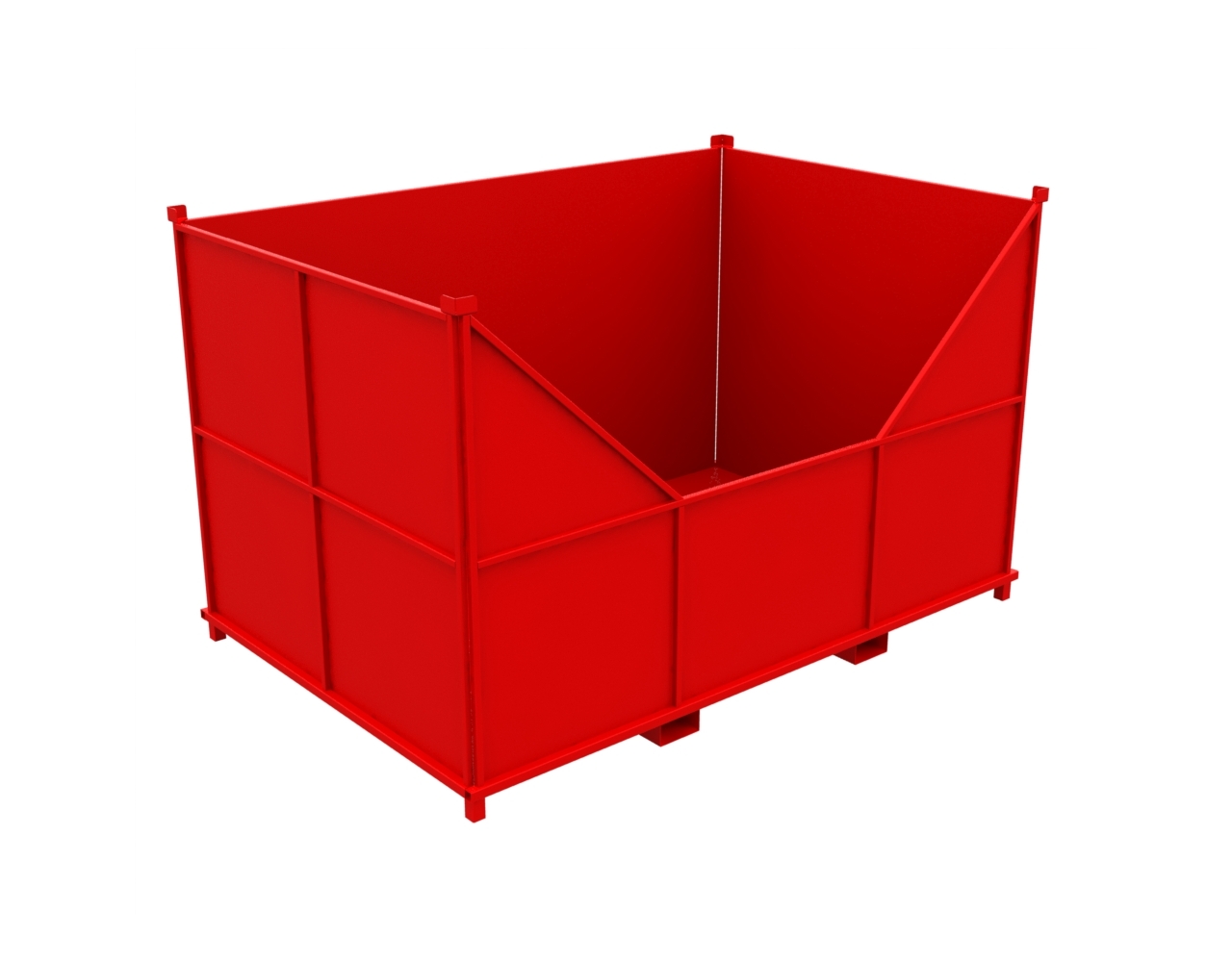 красный металлический контейнер для сбора отходов, мусорный